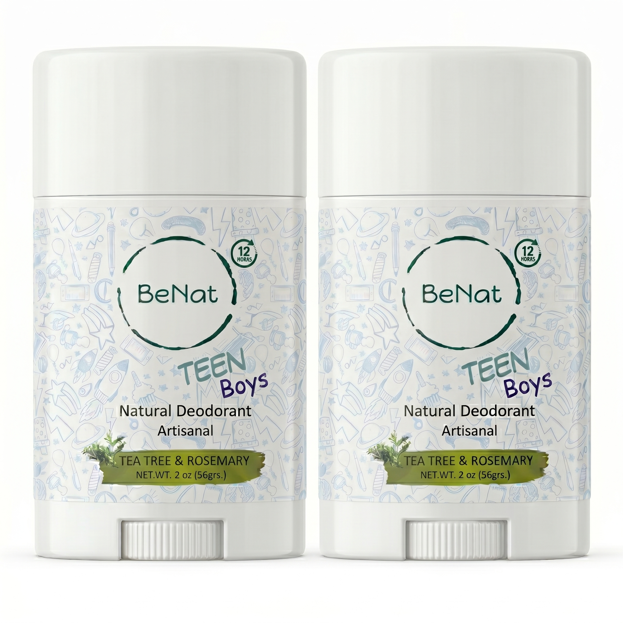 2-Pack all-Natural Deodorants for Kids & Teens